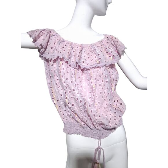 Barok Paris Women's XL Whimsical Fairycore  Eyelet Lace  Crochet Romantic Top - Picture 3 of 15